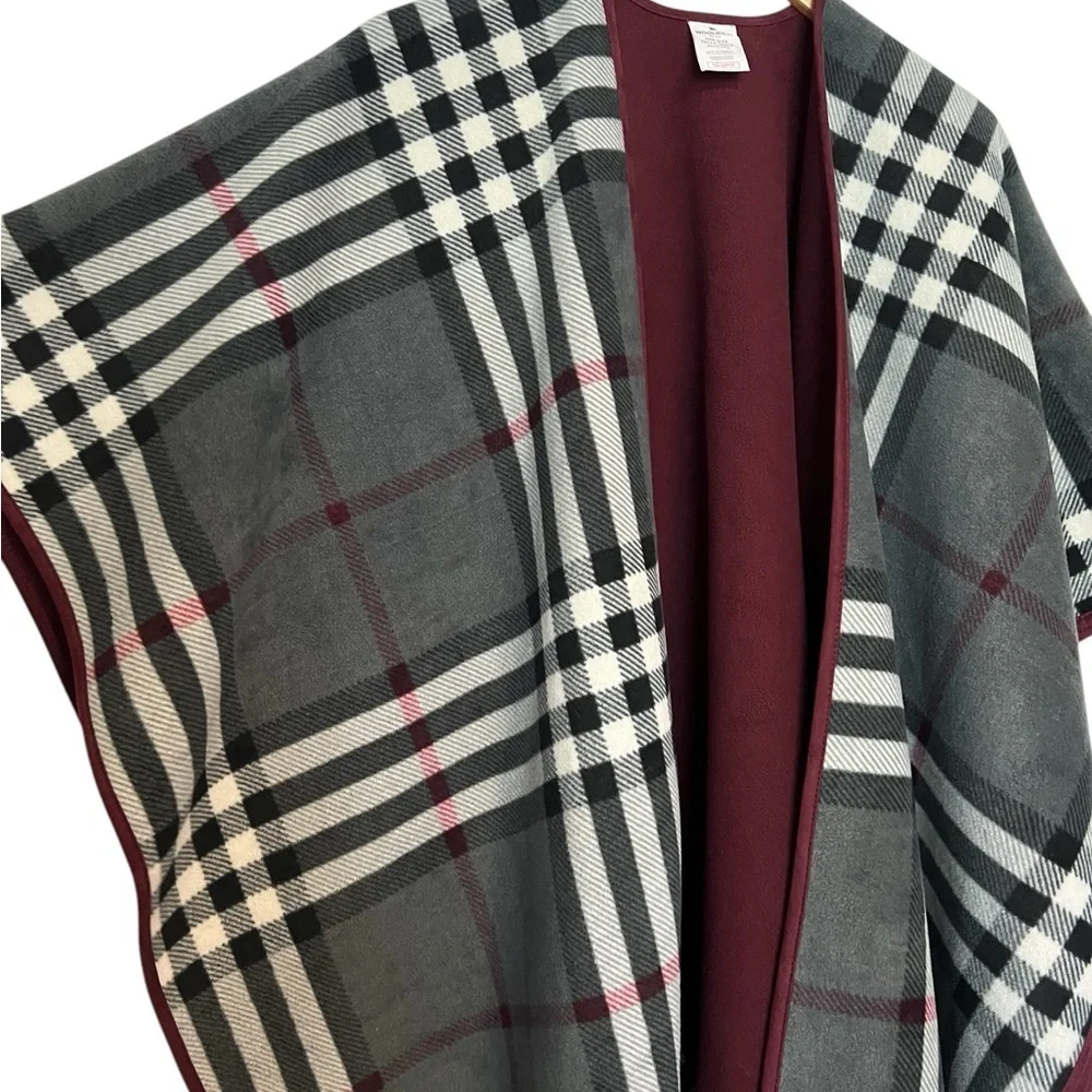 Woolrich Reversible Wrap Plaid Oversized Cape One Size